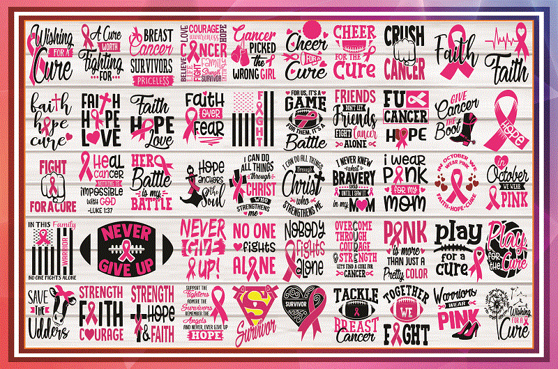 Combo 50 Breast Cancer SVG, DXF, PNG, Breast Cancer Svg, Cancer Awareness Svg, Cancer Survivor Svg, Fight Cancer Svg, Cricut File 983531177