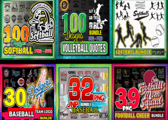 COMBO 300+ Sport Balls Bundle, Baseball SVG, Softball Player, Baseball Team Logo, Football Cheer Png, Volleyball Quotes SVG, Digital Download CB933614854 t shirt vector file