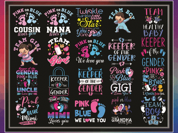 Combo 61+ gender reveal png bundle, team boy team girl, african american, baby t shirt, gender reveal twins, gender reveal we love you png, instant download cb992595658