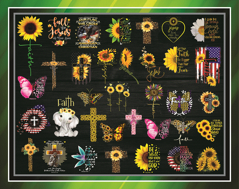37 Designs Monarch Butterfly Png Bundle, Jesus, Sunflower, Belief Sublimation, Faith Christian Cross, Digital Print Design, Digital Download 974199211