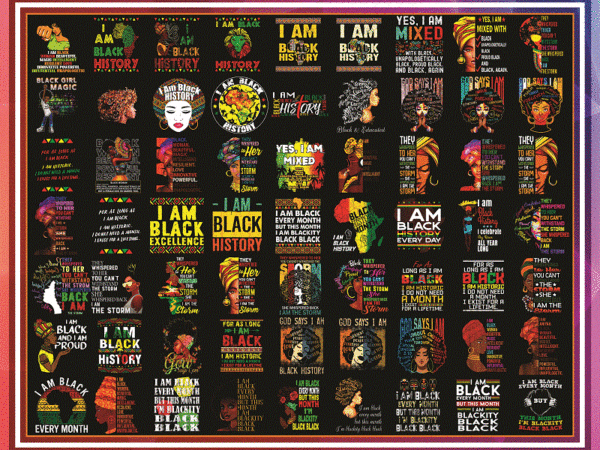 240 designs mega black history month, i am black women png, black queen, black girl magic, afro hair clipart, black pride, digital download 975727699