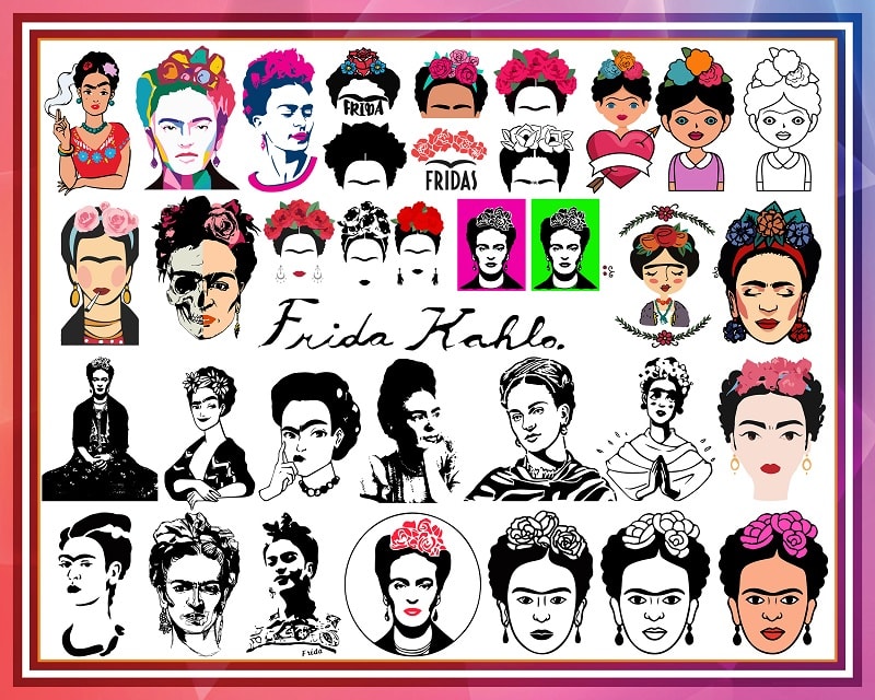 Bundle 36 Designs Frida Kahlo svg, Frida Kahlo svg png dxf, Frida Kahlo Cipart, Frida Kahlo svg cut fies, MusicArtStore Digital Download 998476602
