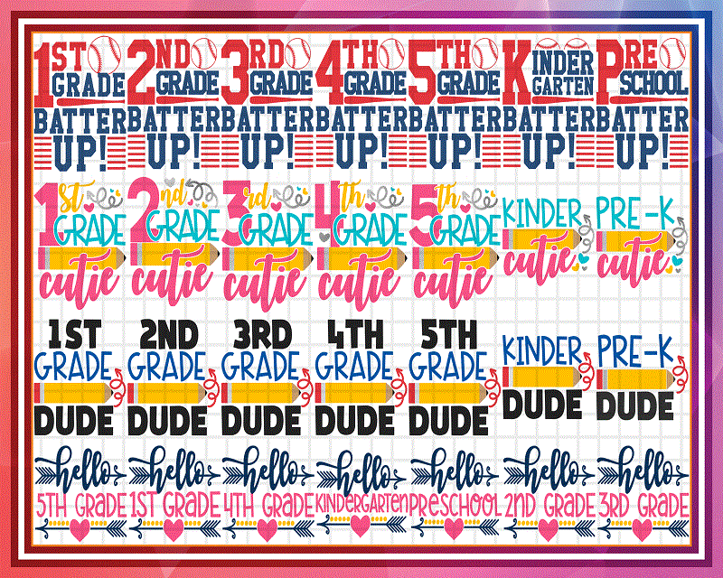 77 Designs School Grade SVG Bundle, Back to School, First Day Of School, Preschool, Grade Squad, Commercial Use Cutting Files, Digital Download 692740988