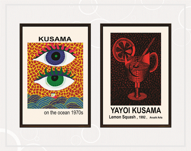 Yayoi Kusama Set of 9 Prints, Gallery Wall Set, Exhibition Wall Art, Yayoi Kusama Poster, Museum Exhibition, Printable Wall Art, Digital Art 1071389984