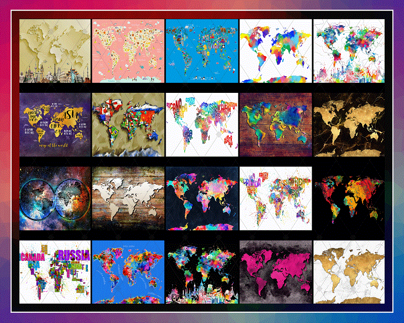 Combo 40 World Maps Multiple Styles Designs , 20oz Skinny Straight,Template for Sublimation,Full Tumbler, PNG Digital Download 1014533239