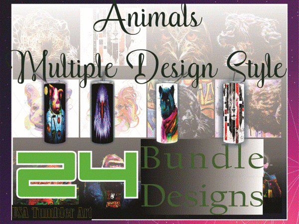 Combo 24 animals multiple design styles, 20oz skinny straight,template for sublimation,full tumbler, png digital download 1014533239