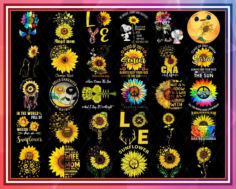 Bundle 50 Designs Sunflower Png, Bundle Sundflower Design For Sublimation Print Png, Mother’s Day png, Cow Png, Digital Instant Download 1016524551