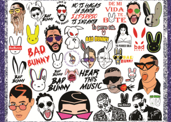 280 Bad Bunny SVG, Bad Bunny Layered SVG Files For Cricut Bundle, Bad Bunny png, Yo Perreo Sola SVG, Cricut File, Clipart, Digital Download 1016258961
