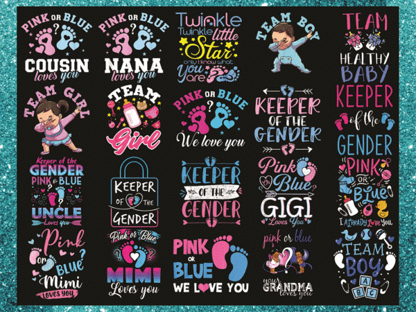 Combo 61+ gender reveal png bundle, team boy team girl, african american, baby t shirt, gender reveal twins, gender reveal we love you png, instant download cb992595658