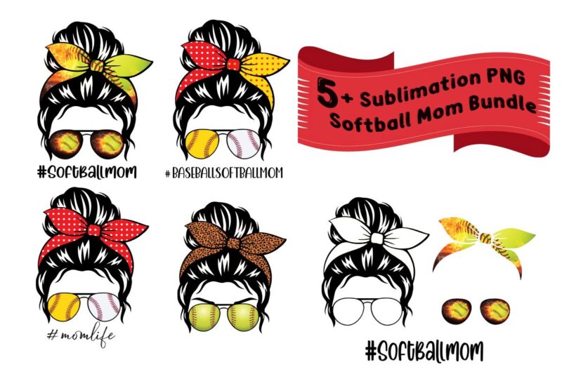 Unique Softball mom bundle subliamtion designs, best gift for softball sport lover in Mother’s Day, Awsome softball girls tshirt design graphic