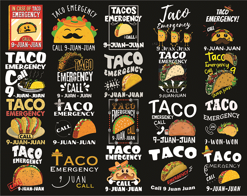 32 Taco Emergency Png Bundle, Taco Lover Shirt, Mexican Food Lover, Cinco de Mayo Tank, Funny Mexican Food, Taco Emergency Call 9 Juan Juan 1032779571