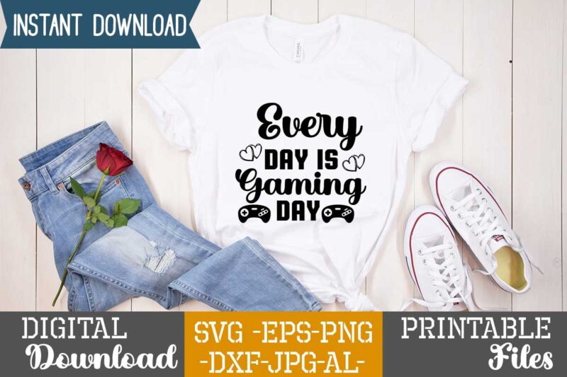 Every Day Is Gaming Day,Eat sleep game repeat,eat sleep cheer repeat svg, t-shirt, t shirt design, design, eat sleep game repeat svg, gamer svg, game controller svg, gamer shirt svg,