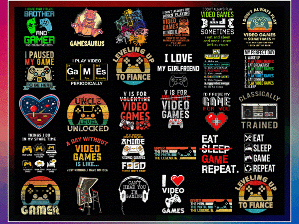 28 designs video game png bundle, funny gamer png, video game png, eat sleep game repeat png, classically trained png, game controller png 952312913