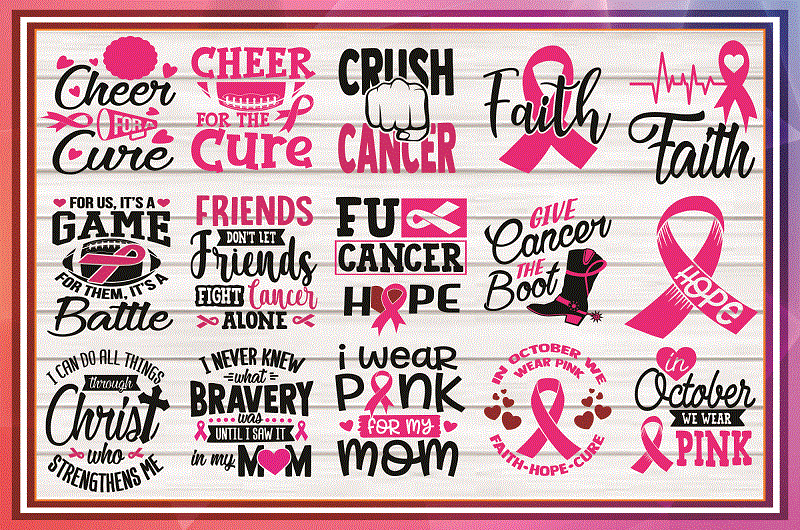 Combo 50 Breast Cancer SVG, DXF, PNG, Breast Cancer Svg, Cancer Awareness Svg, Cancer Survivor Svg, Fight Cancer Svg, Cricut File 983531177