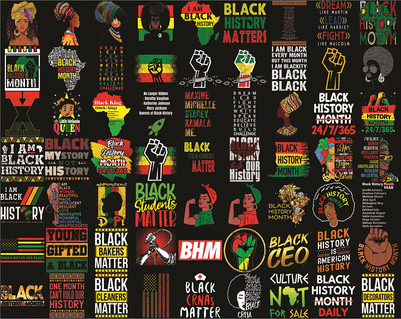 Combo 550+ PNG Bundle, Black History Month png, Black Pride png, African American png, Afro Women png, Sublimation Black History, Digital Download CB1007303136