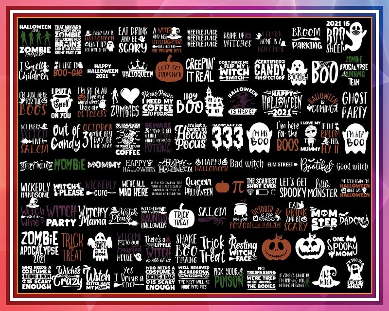 100 Halloween 2022 SVG Bundle Pack, Best Selling, Witch Svg, Pumpkin Svg, Ghost Svg, Trick or Treat Svg, Designs, Quotes, Saying, Digital Download 856260239
