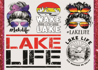 25 Design Lake Life Mom Bun Hair Summer Sunglasses Headband Mom Life PNG Sublimation Design Download, Flat lake life, Png file sublimation 998464059