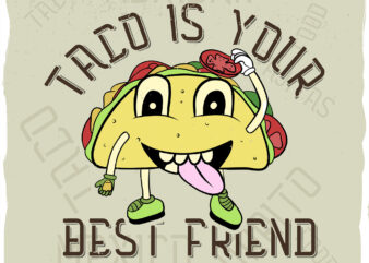 Taco with veggies and a tongue out t shirt designs for sale