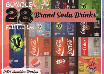 Combo 28 Brand Soda Drinks Full Labels Designs Tumber, 20oz Skinny Straight,Template for Sublimation,Full Tumbler, PNG Digital Download 1014533239