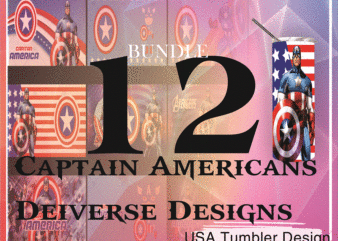 Combo 12 Captain America Diverse Designs Tumber, 20oz Skinny Straight,Template for Sublimation,Full Tumbler, PNG Digital Download 1014533239