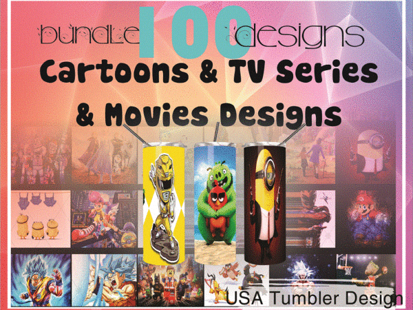 Combo 100 cartoons & tv series multi styles design tumber, 20oz skinny straight,template for sublimation,full tumbler, png digital download 1014533239