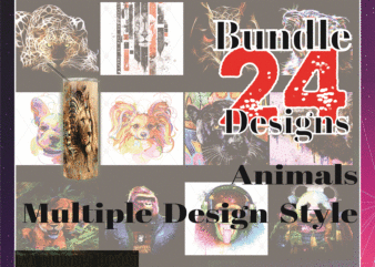 Combo 24 Animals Multiple Design Styles Designs, 20oz Skinny Straight,Template for Sublimation,Full Tumbler, PNG Digital Download 1014533239