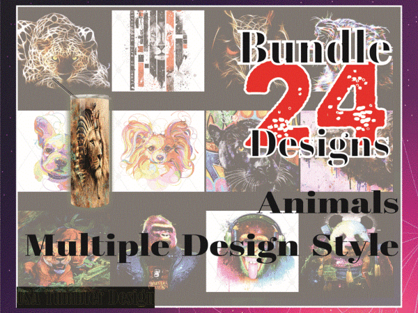 Combo 24 animals multiple design styles designs, 20oz skinny straight,template for sublimation,full tumbler, png digital download 1014533239