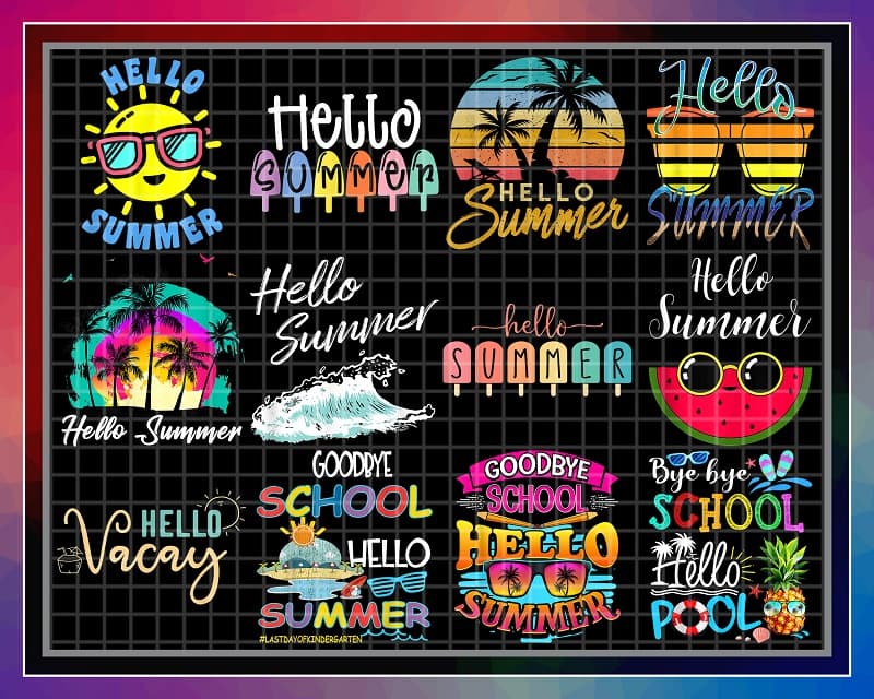 32 Designs Hello Summer Png Bundle, Popsicle Png, Good Bye School, Hello Pool png, Funny Hello Summer, Summer Quote Png, Digital Download 1003843094