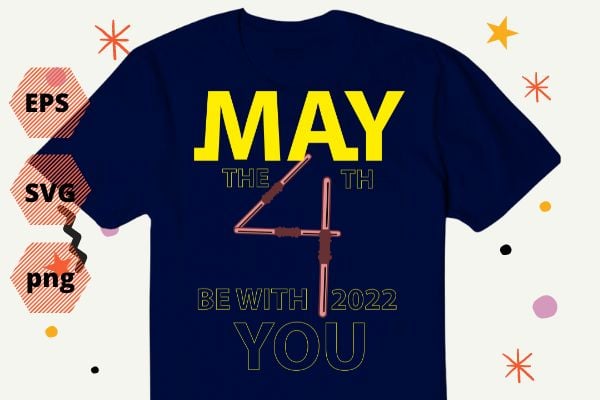 Funny 4th Birthday Be With You T-Shirt design vector eps png, birthday, 4th, 4 years old, kids, funny,