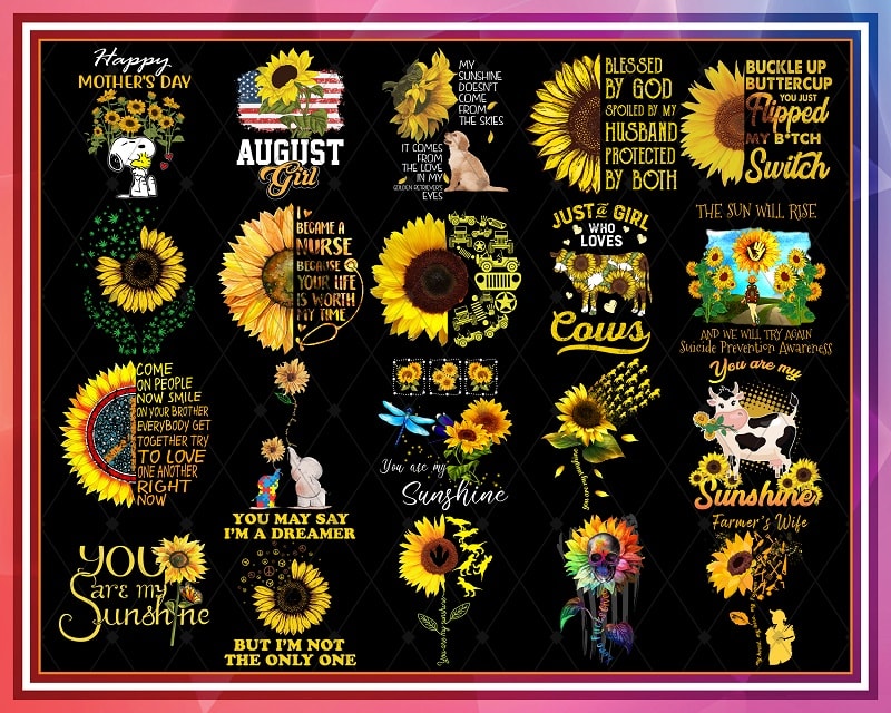 Bundle 50 Designs Sunflower Png, Bundle Sundflower Design For Sublimation Print Png, Mother’s Day png, Cow Png, Digital Instant Download 1016524551