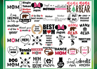 Combo 240+ Mom Bundle, Huge Pet Mom SVG Bundle, Cat Mom& Dog Mom Quotes SVG, png, dxf, svg, eps, jpg, Mamasaurus PNG, Digital Download CB719318033 t shirt vector file