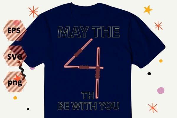 Funny 4th Birthday Be With You 2 T-Shirt design vector eps png, birthday, 4th, 4 years old, kids, funny,