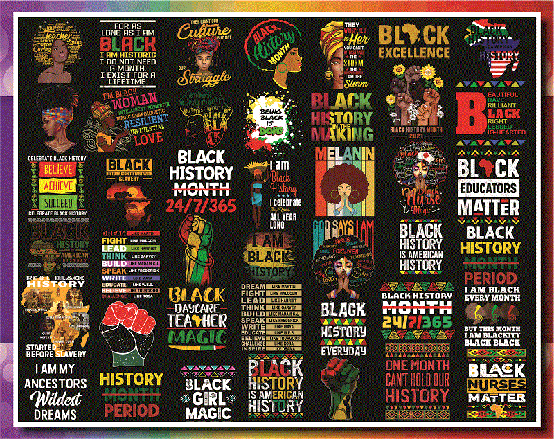 Combo 550+ PNG Bundle, Black History Month png, Black Pride png, African American png, Afro Women png, Sublimation Black History, Digital Download CB1007303136