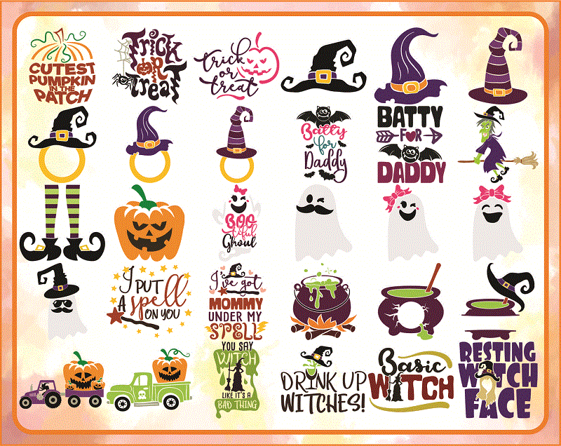 100 Designs Halloween SVG Bundle, Vol 1 Monogram Quotes svg dxf eps jpeg png, halloween svg, Format layered cutting files, Digital Download 645193831