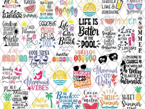 48 summer bundle svg, summer svg, summer cut files, commercial svg, kids svg, summer quotes svg, beach shirt svg, digital file, dxf, eps,png 982554221