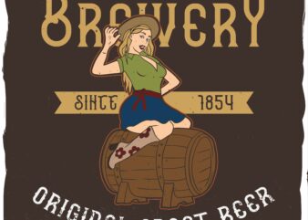 Girl sitting on a barrel of beer with a hat on