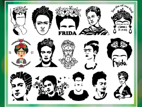 Bundle 33 frida png designs, frida clipart, drawn fridas, fridas portrait png, frida starbucks coffee labels, silhouette, svg, png 1036481481
