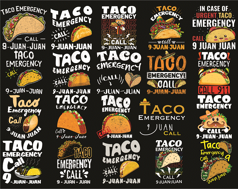 32 Taco Emergency Png Bundle, Taco Lover Shirt, Mexican Food Lover, Cinco de Mayo Tank, Funny Mexican Food, Taco Emergency Call 9 Juan Juan 1032779571