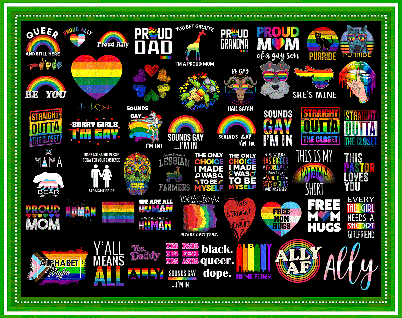 100 Designs LGBT Png Bundle, Gay, Bisexual Pride Png, Bisexual Pride With Love, Rainbow, We are All Human Design For Print, Digital Download 982931352