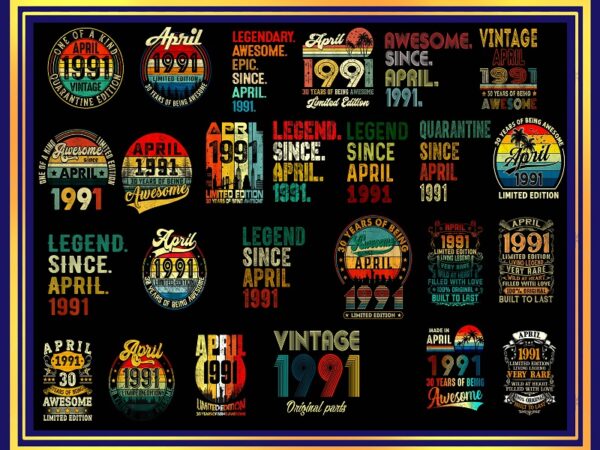 350+ vintage retro 1991 birthday 30th birthday gift png files for shirt, print to cut files combo, png bundles, digital download 983495166