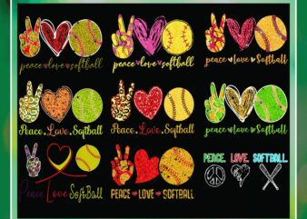 Bundle 30 Designs Peace Love Softball Png, Softball Sublimation, Softball png, Png Files For Sublimation, Designs Downloads 985061496
