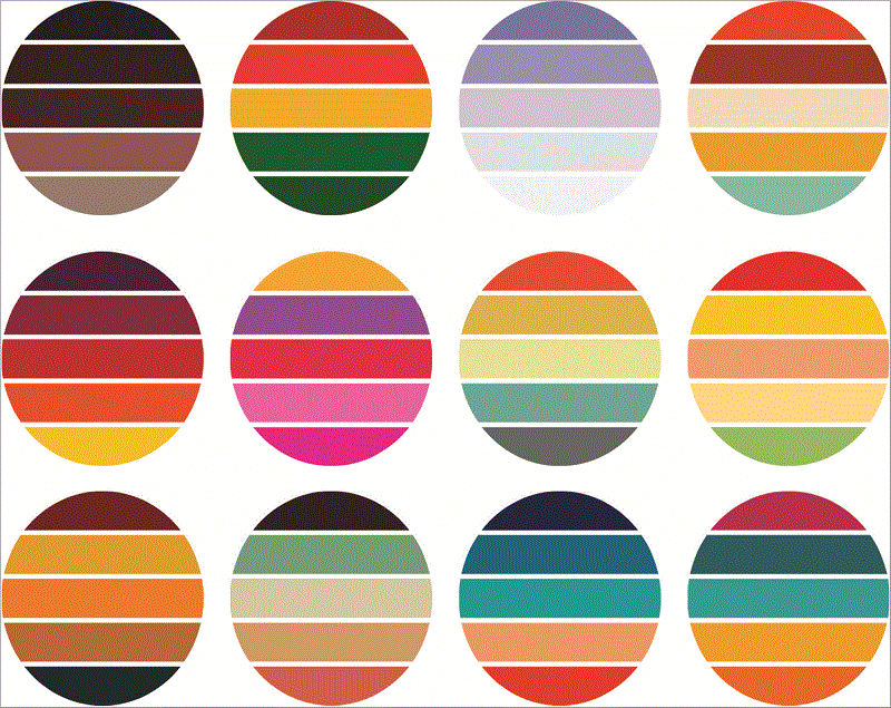 33 Files Retro Colored Circle Sunsets Clipart, Circle Round Background Vintage Color Palettes Commercial License Print On Demand 988658536 988658536