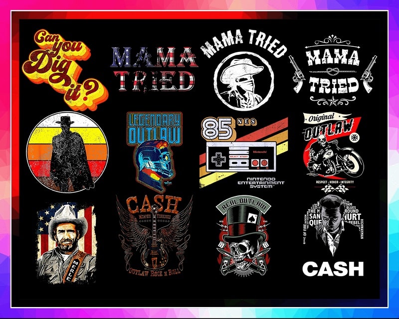 40 Designs Outlaw Country Png Bundle, Cash Willie Hank Waylon Merle Png, Country Legends, Country Concert, Country Girl, Country Music 1005009192