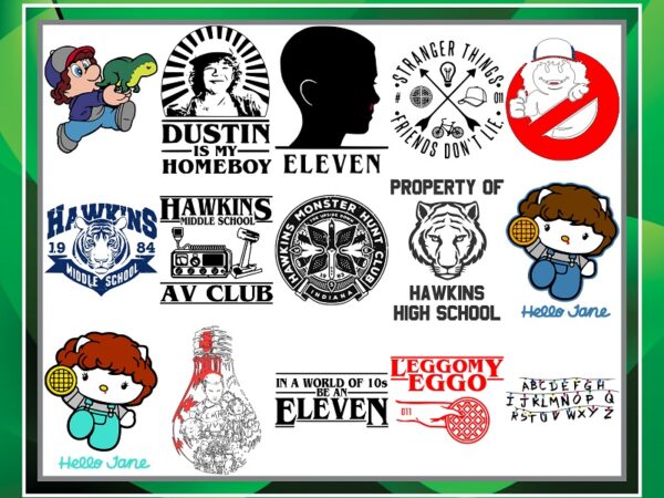 83 stranger things bundle svg designs, stranger things labels, alien png, dxf, bundle svg, file for cut in silhouette, digital download 1005025430