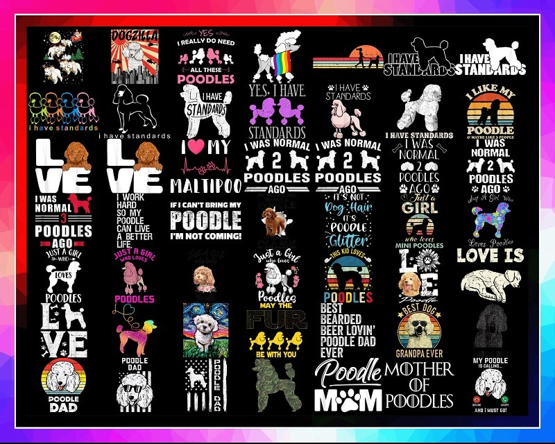 Combo 225 Poodle PNG/JPG Bundle, Warning Poodle, Silhouette dog png, Printable Poodle, Poodle Training, Poodle Mom, Digital Download 1035891735