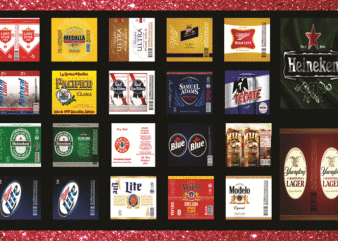 Combo 52 Beer Brands Full Labels, 20oz Skinny Straight,Template for Sublimation,Full Tumbler, PNG Digital Download 1014533239