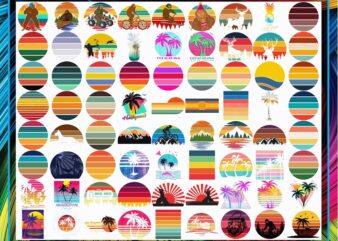 Combo 400+ Retro Sunset PNG Bundle, Vintage Retro Sunset, Sunset Clipart, Summer Svg, Tropical Beach Png, Beach Palm Tree,Sunset Sublimation CB1029735900