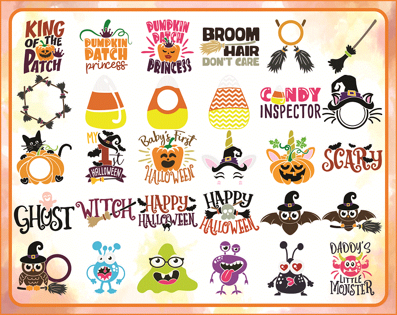 100 Designs Halloween SVG Bundle, Vol 1 Monogram Quotes svg dxf eps jpeg png, halloween svg, Format layered cutting files, Digital Download 645193831