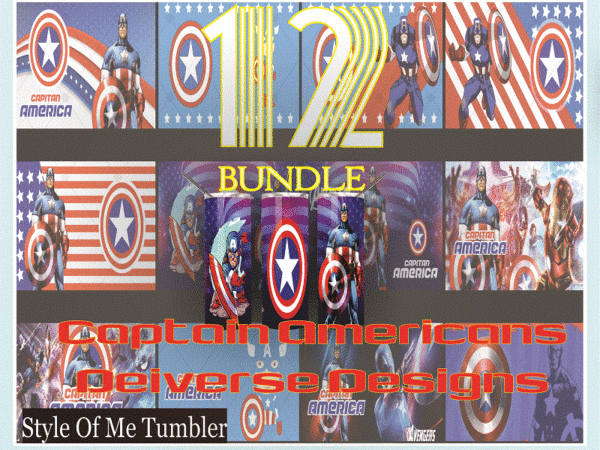 Combo 12 captain america diverse designs tumber, 20oz skinny straight,template for sublimation,full tumbler, png digital download 1014533239