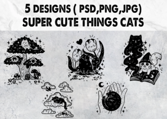 SUPER CUTE THINGS CATS t shirt template vector